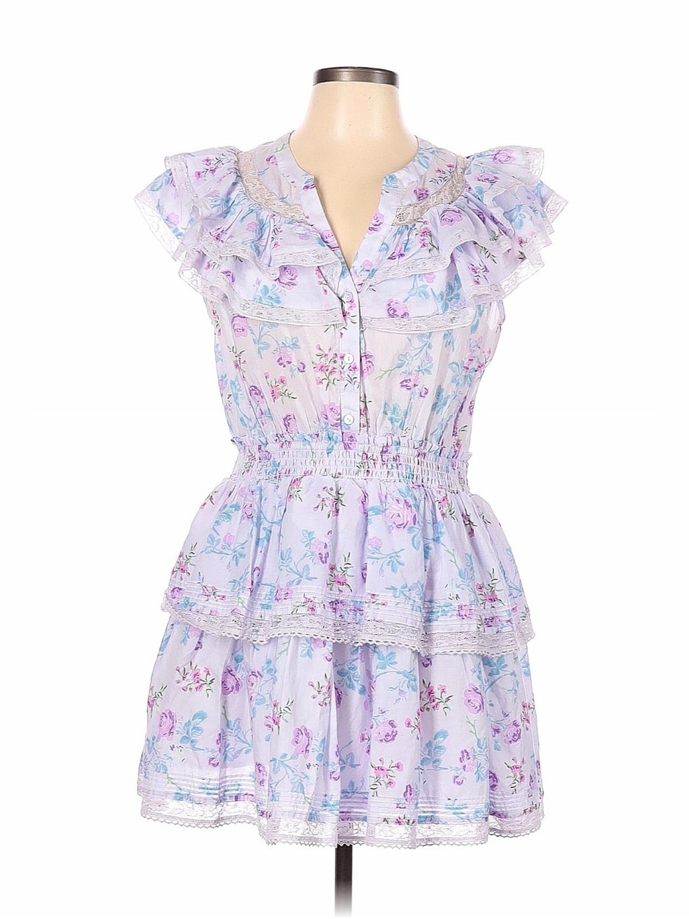 LoveShack Fancy x Target Purple Floral Tiered Mini Dress - Picture 2 of 9